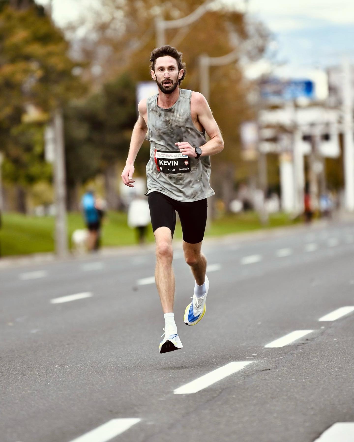 Kevin Coffey racing on the road